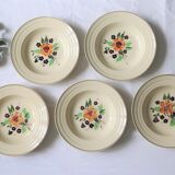 Set of 5 hollow plates Boch La Louvière, vintage
