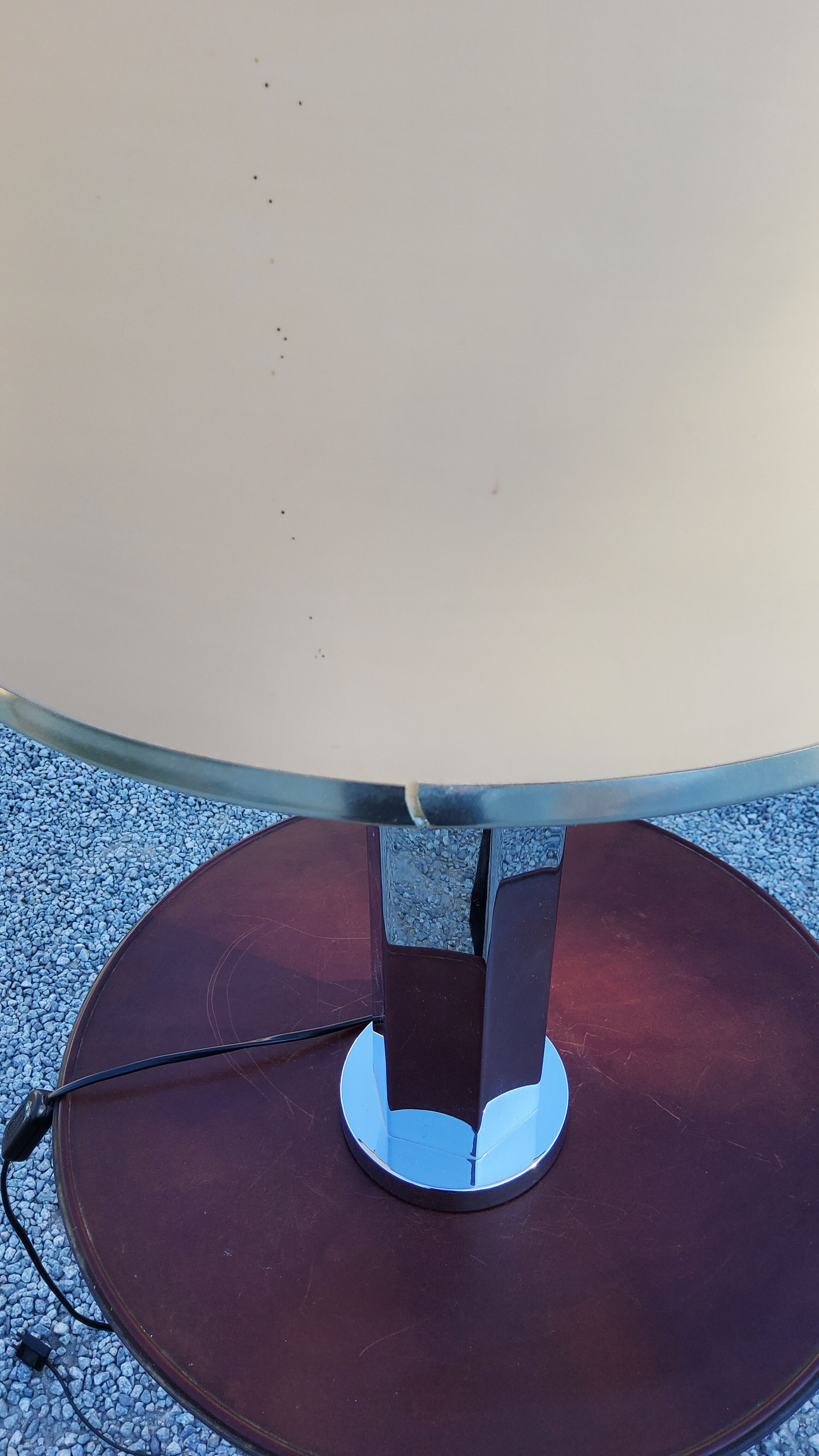 Lamp of the 70s in chrome metal original lampshade
