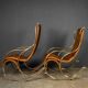 Mid 20thc british made pair of leather rocking chairs c.1950