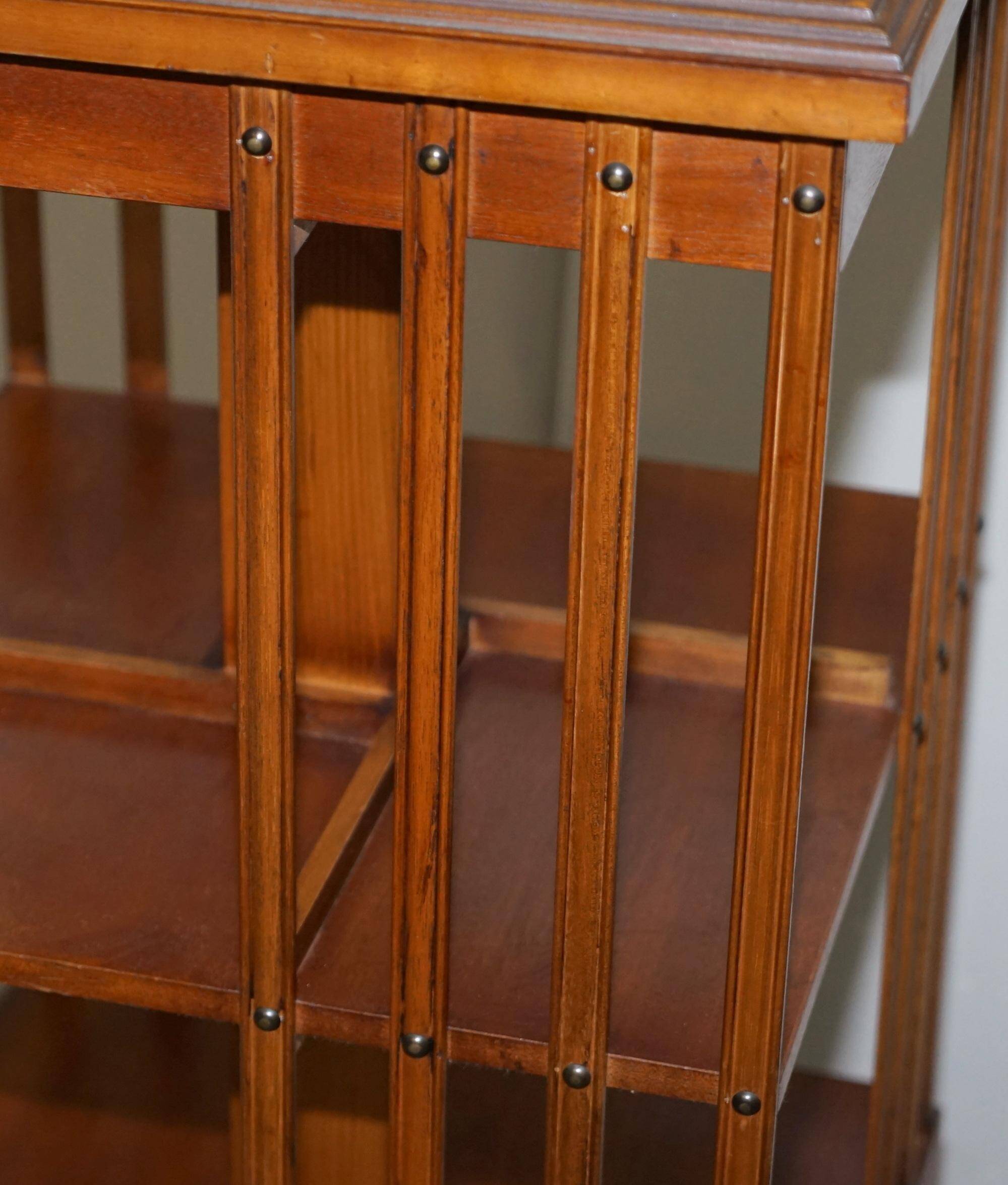 Edwardian revolving library in burl walnut with Sheraton inlay circa 1900