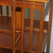 Edwardian revolving library in burl walnut with Sheraton inlay circa 1900