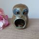 Pyrite Stoneware Owl Candle Holder, Vintage Pottery Owl Fragrance Burner
