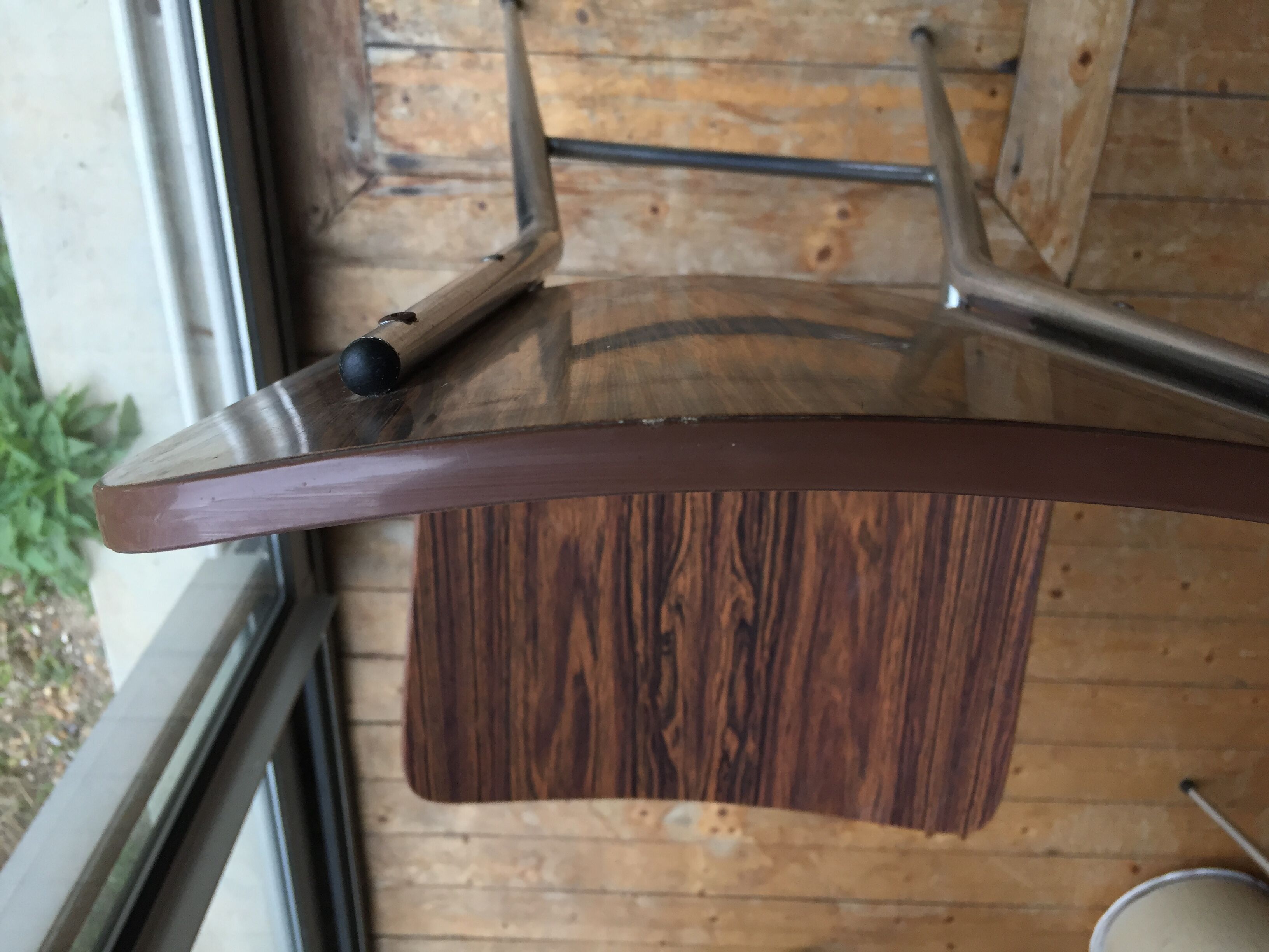 4 chairs in vintage formica brown wood effect