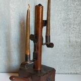 Rustic candle holder Art-popular solid wood and vintage wrought iron