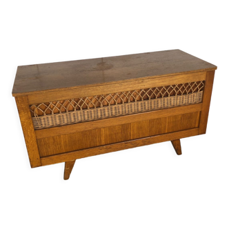 Toy chest with rattan feet retro 50