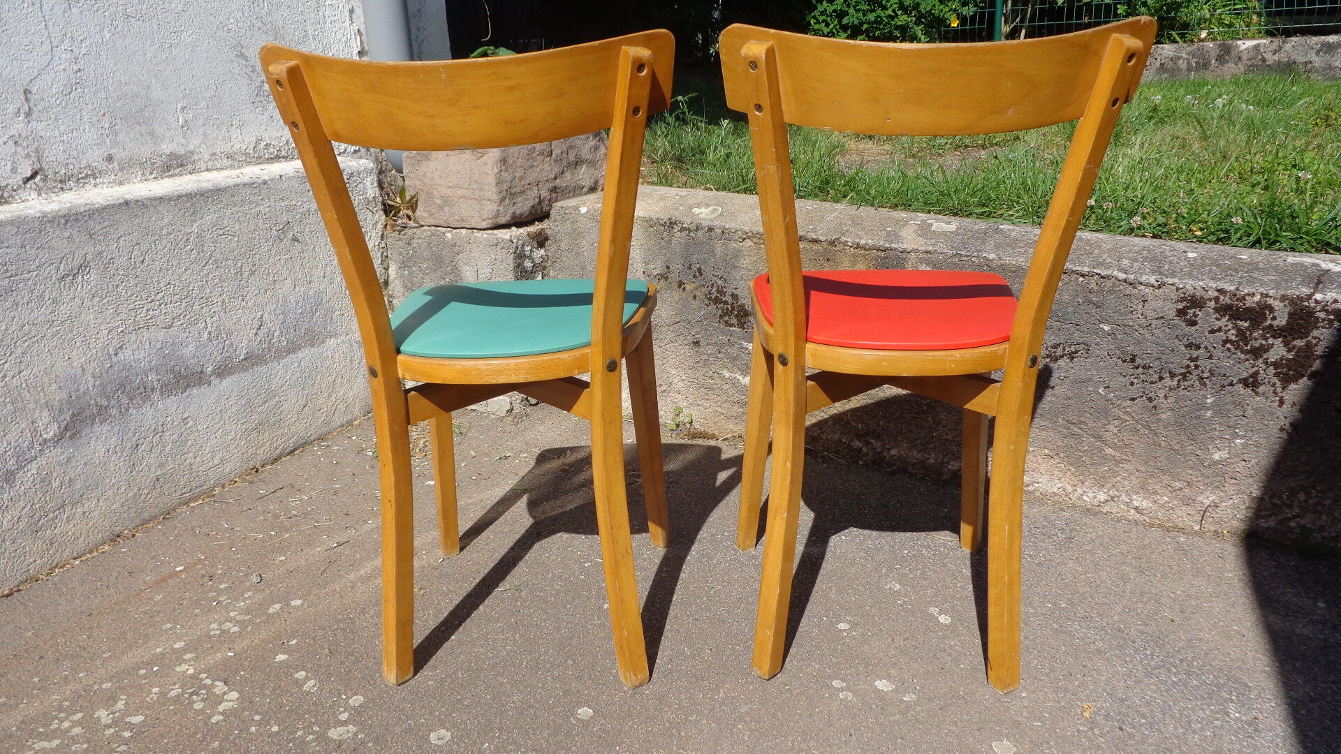 Duo of bistro chairs Luterma red/green