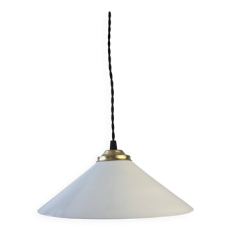 Ancienne suspension conique en opaline vintage