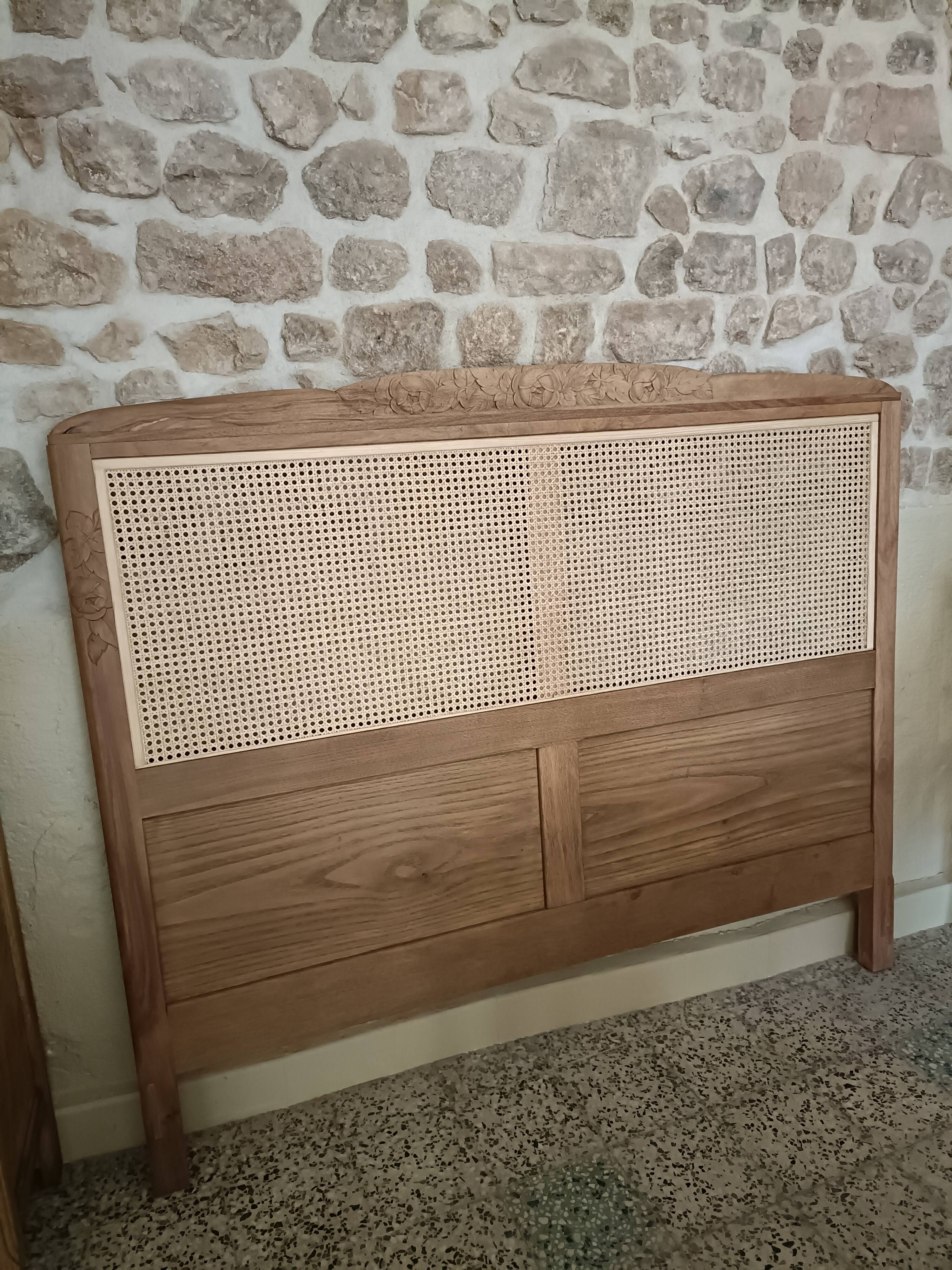 Refurbished Art Deco cane headboard