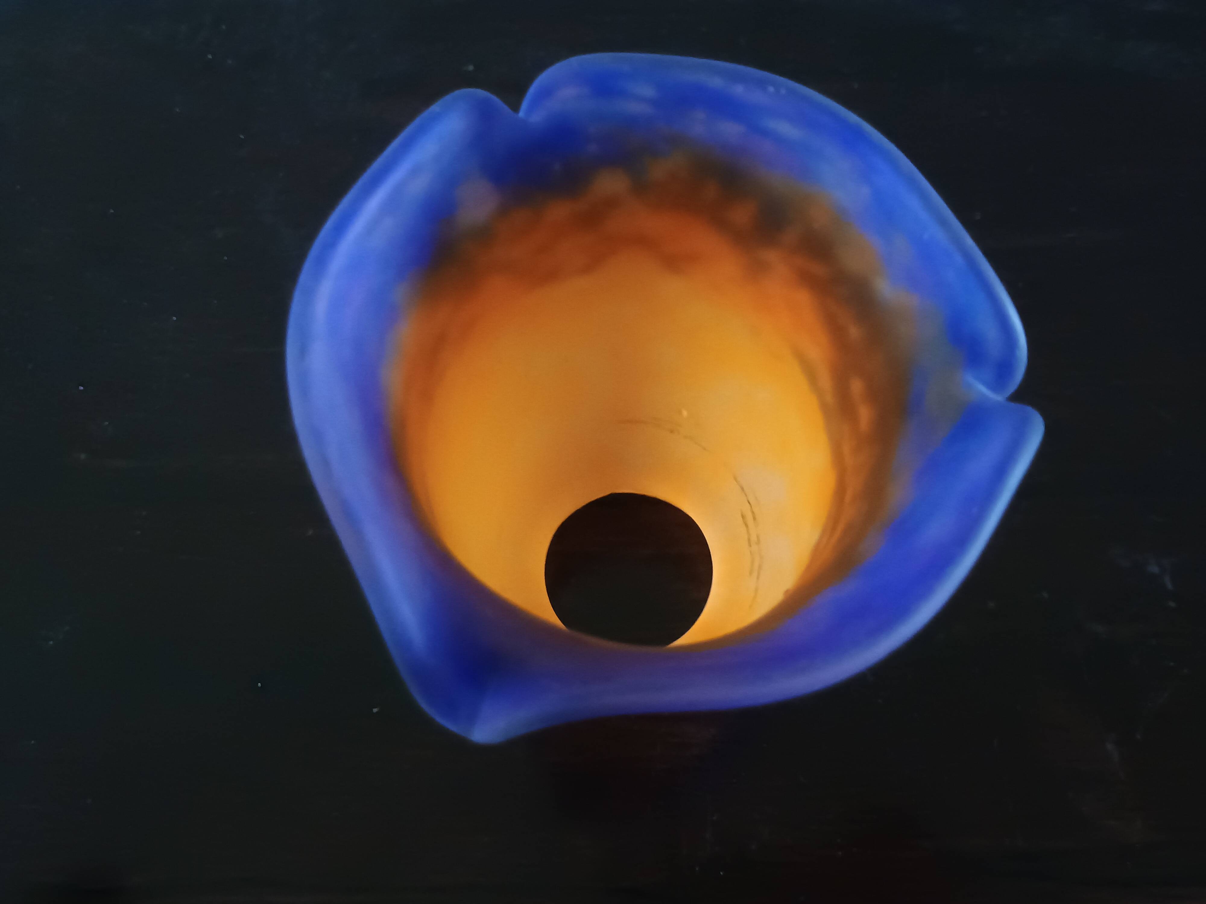 Muller Freres Luneville - Tulip Corolla Orange-Violet Marbled Glass