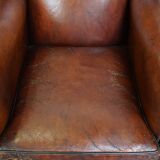Large design armchair made of sheep leather