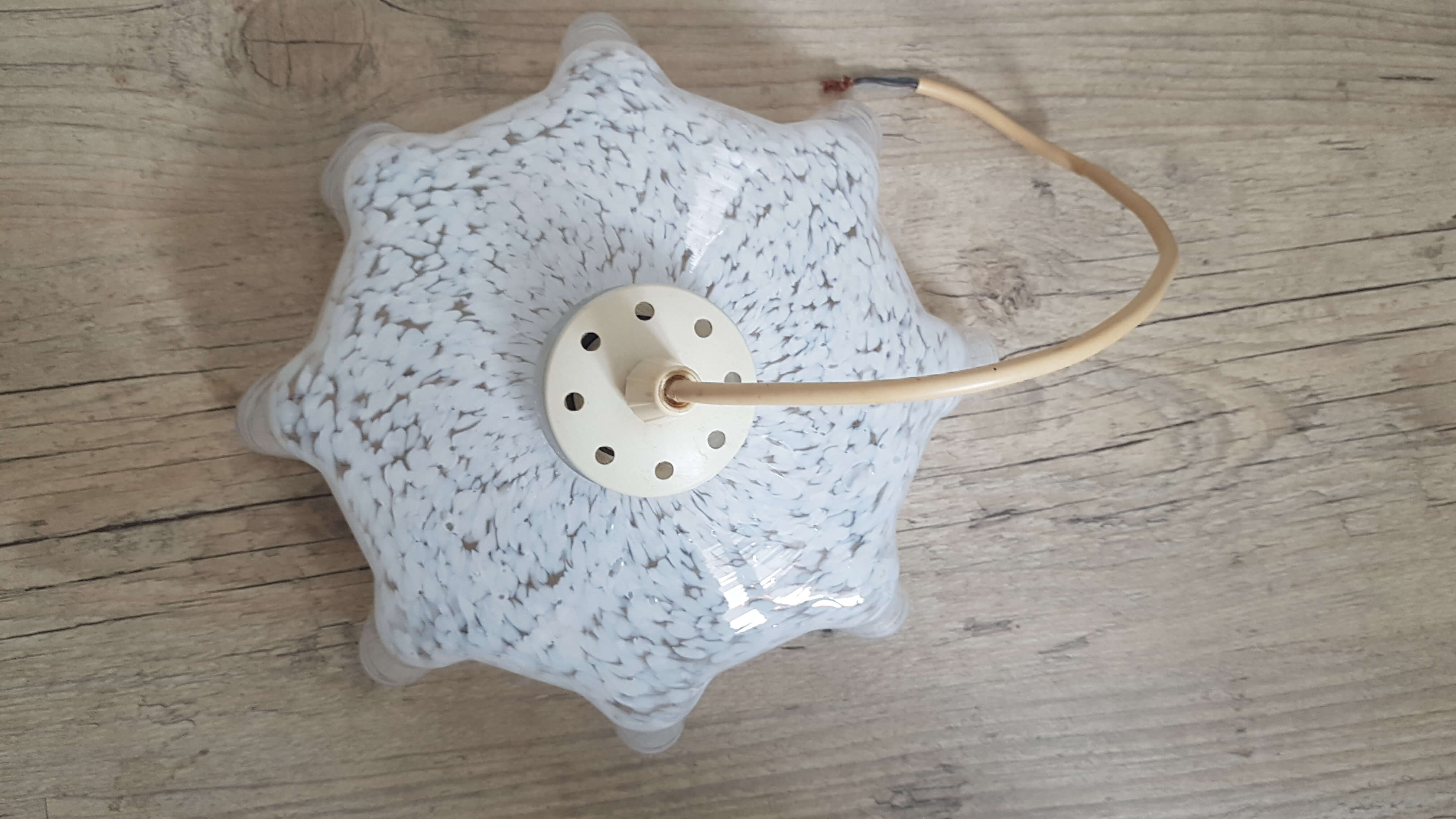 Vintage white murano glass hanging lamp
