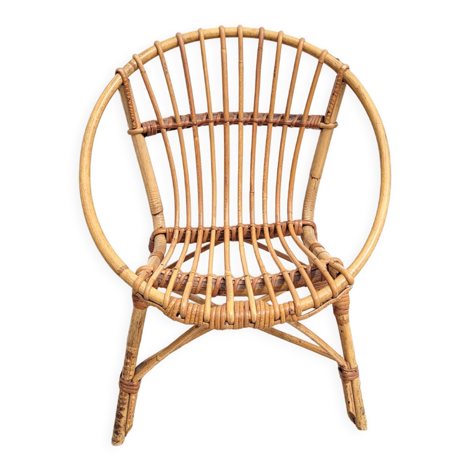 Rattan basket armchair for children
