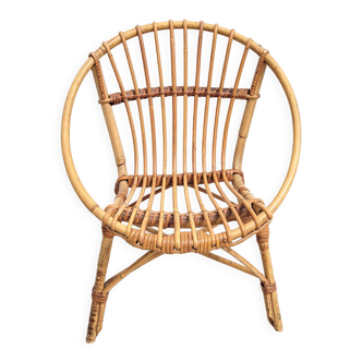 Fauteuil corbeille en rotin pour enfant