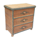 Chest of drawers 3 drawers in rattan and wicker