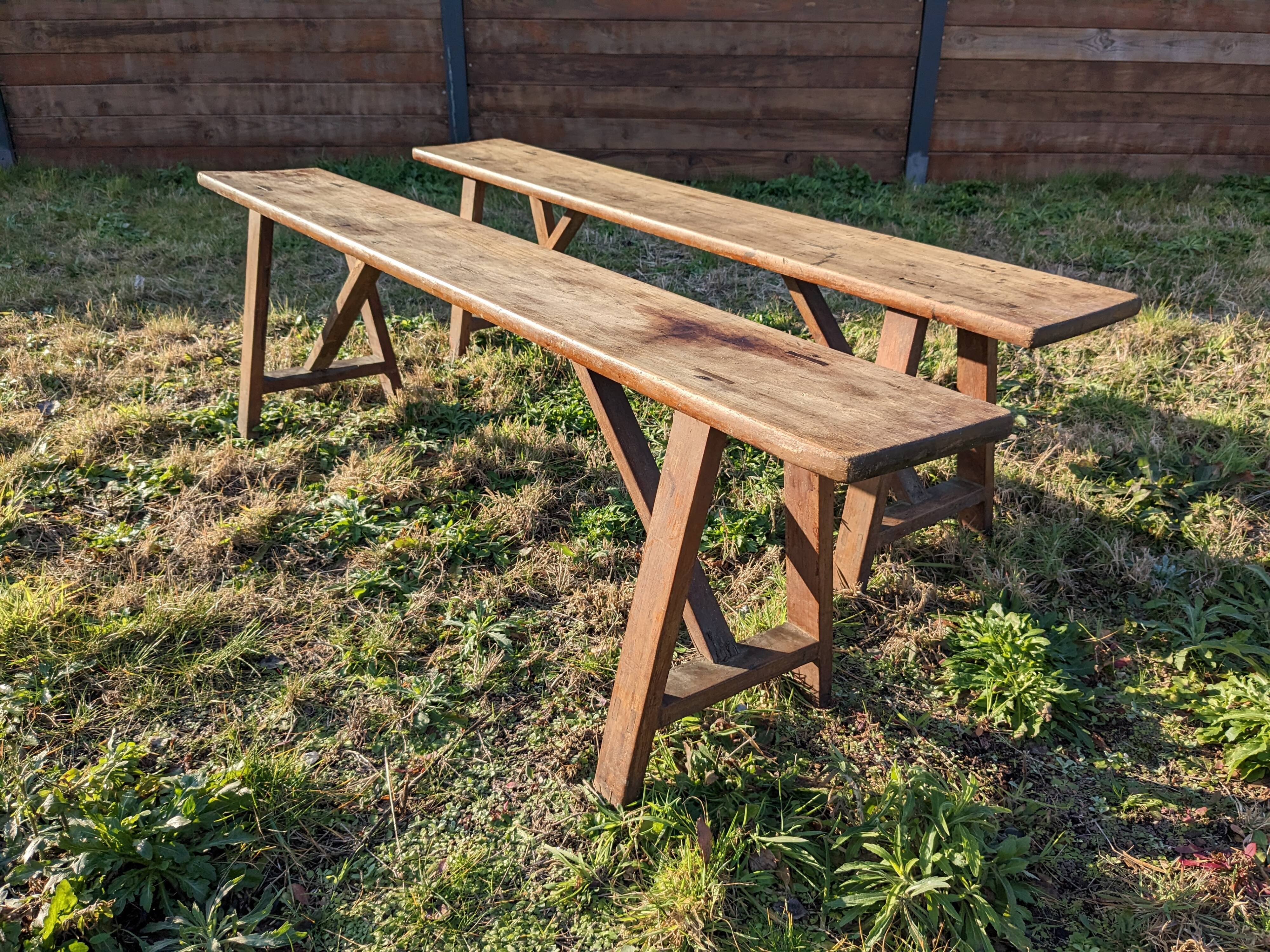 Solid wood truss bench