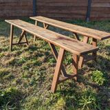 Solid wood truss bench