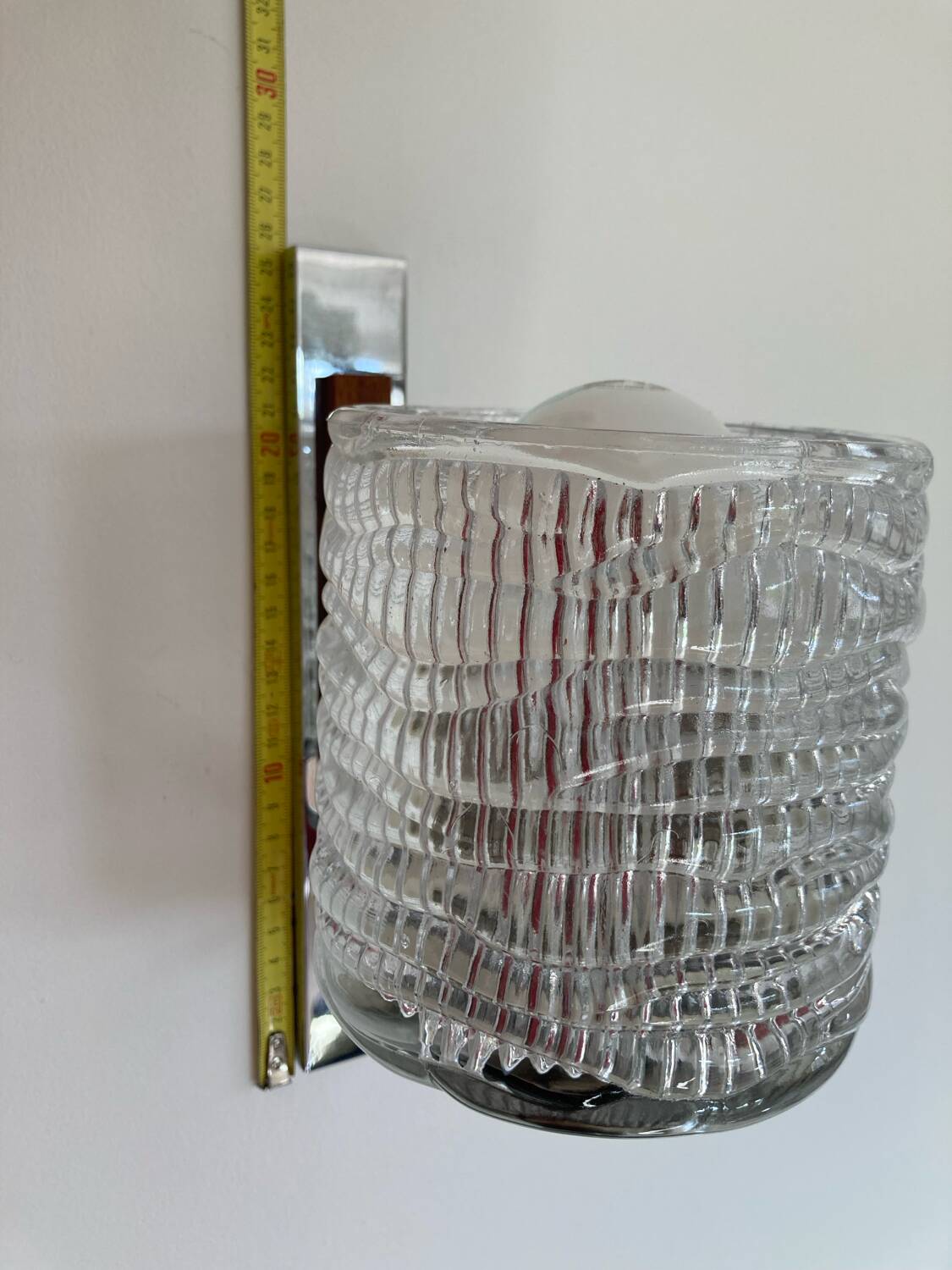 Vintage glass chandelier and its pair of wall lights