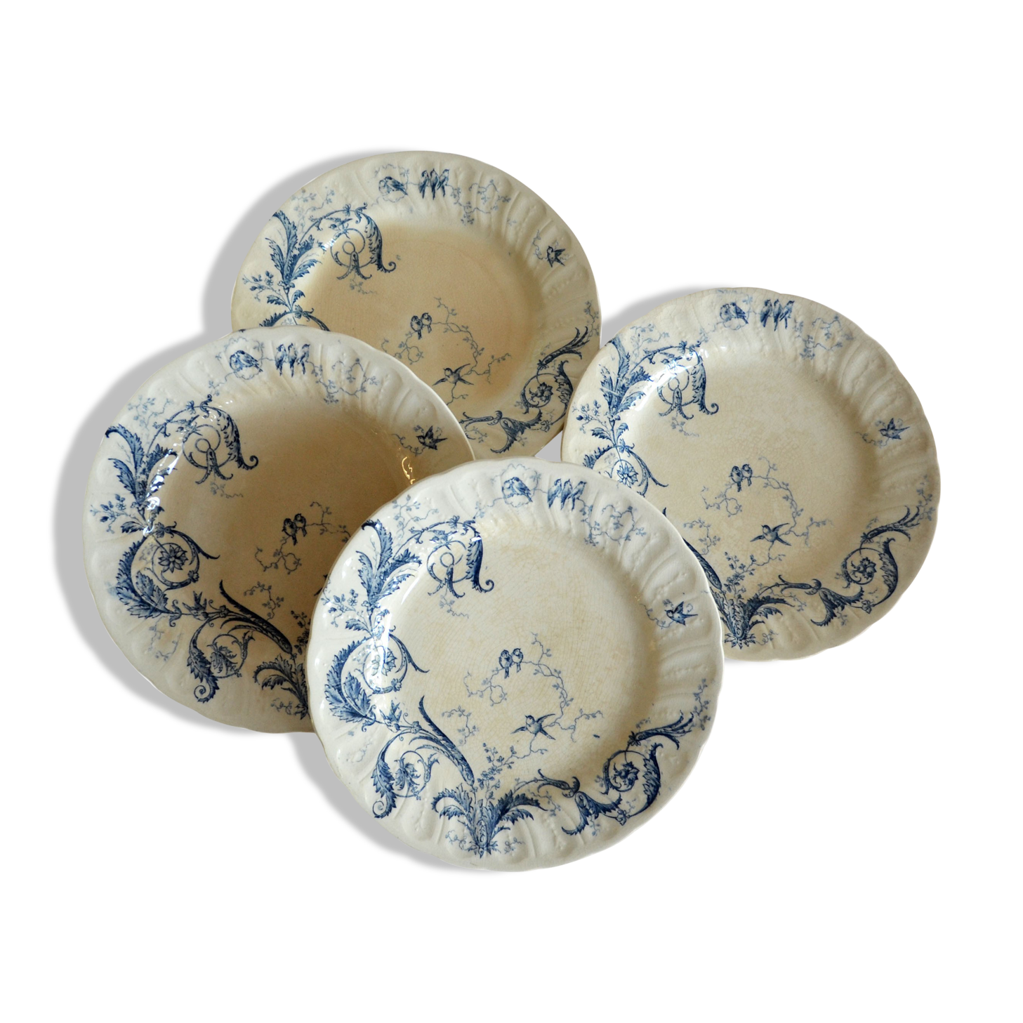 4 plates with dessert earth of iron Gien "Rinceaux"