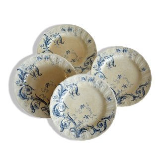 4 plates with dessert earth of iron Gien "Rinceaux"