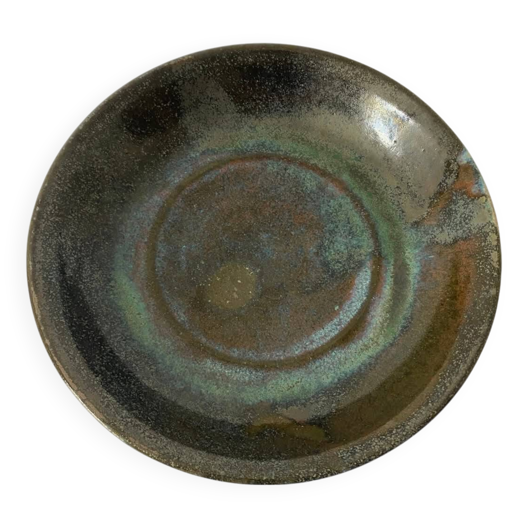 Coupe en céramique émaillée irisée