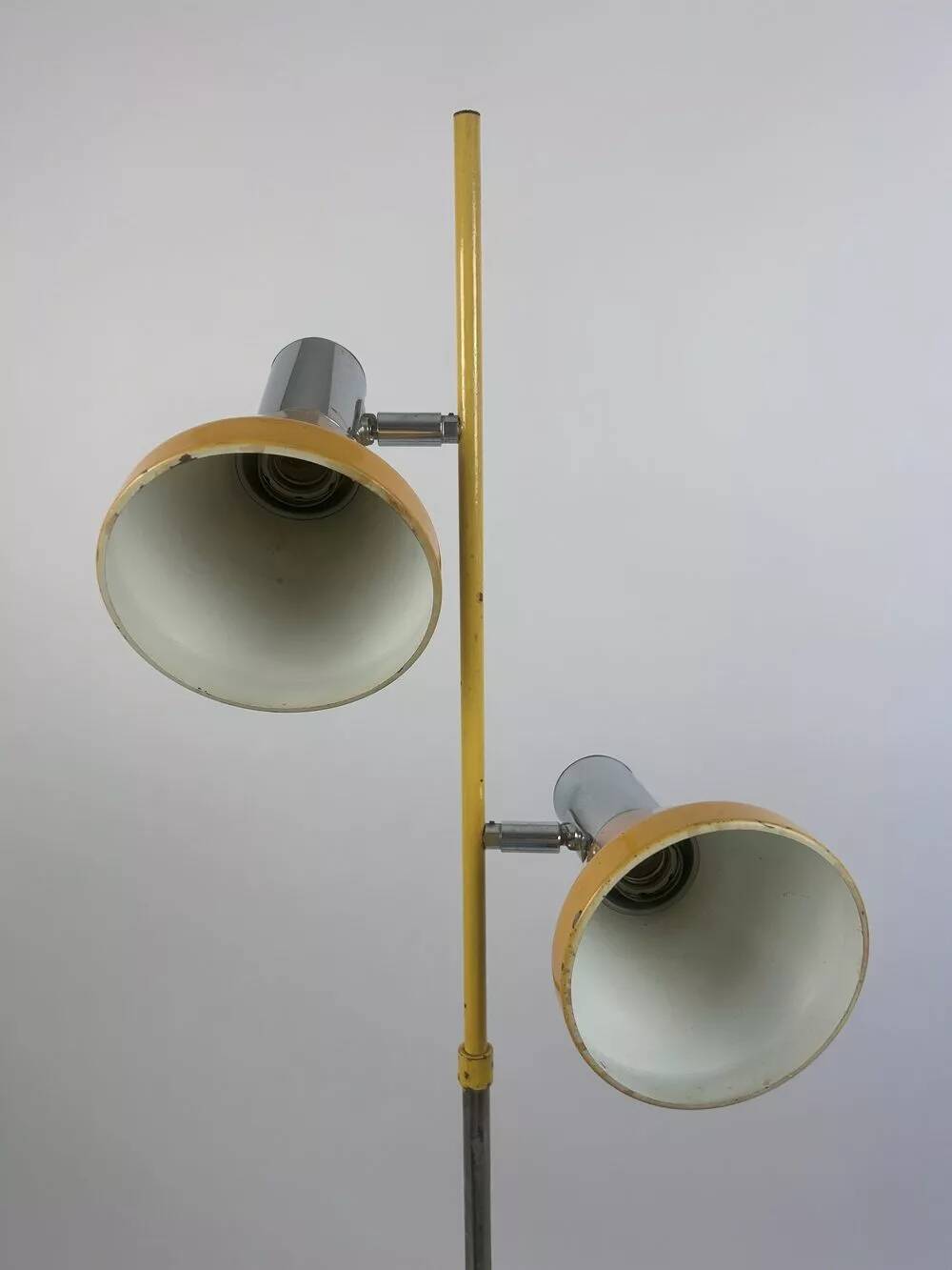 1960s yellow chrome floor lamp