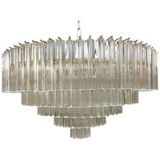 Contemporary clear triedro murano glass chandelier