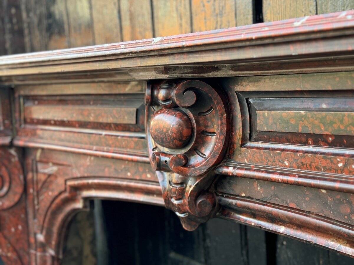 Napoleon III Fireplace in Red Griotte Marble Circa 1880