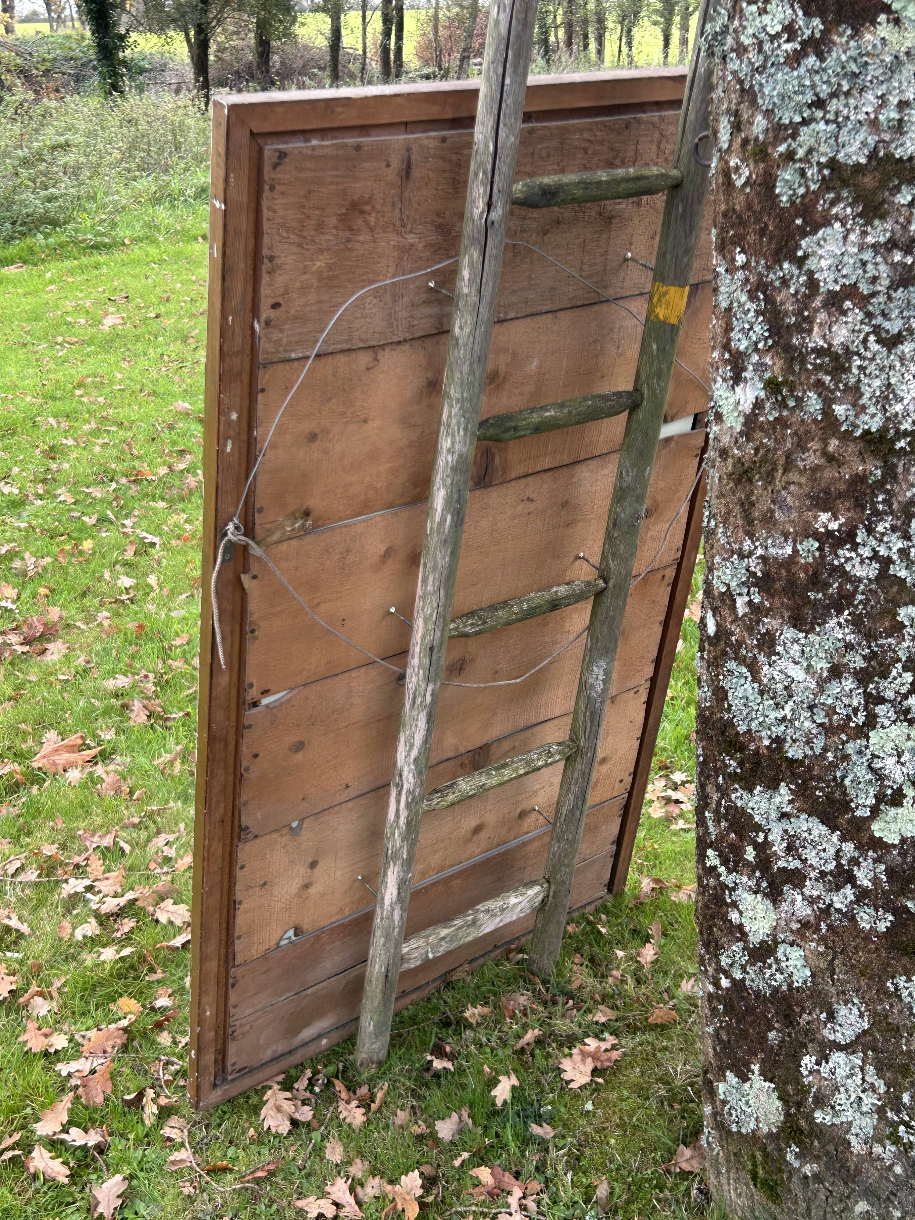 Large antique gilded mirror, wood and stucco gadroons, partially de-mercury