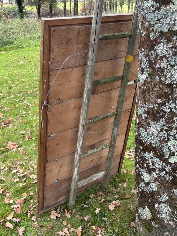 Grand miroir ancien doré Bois et stuc godrons miroir partielement dé-mercur