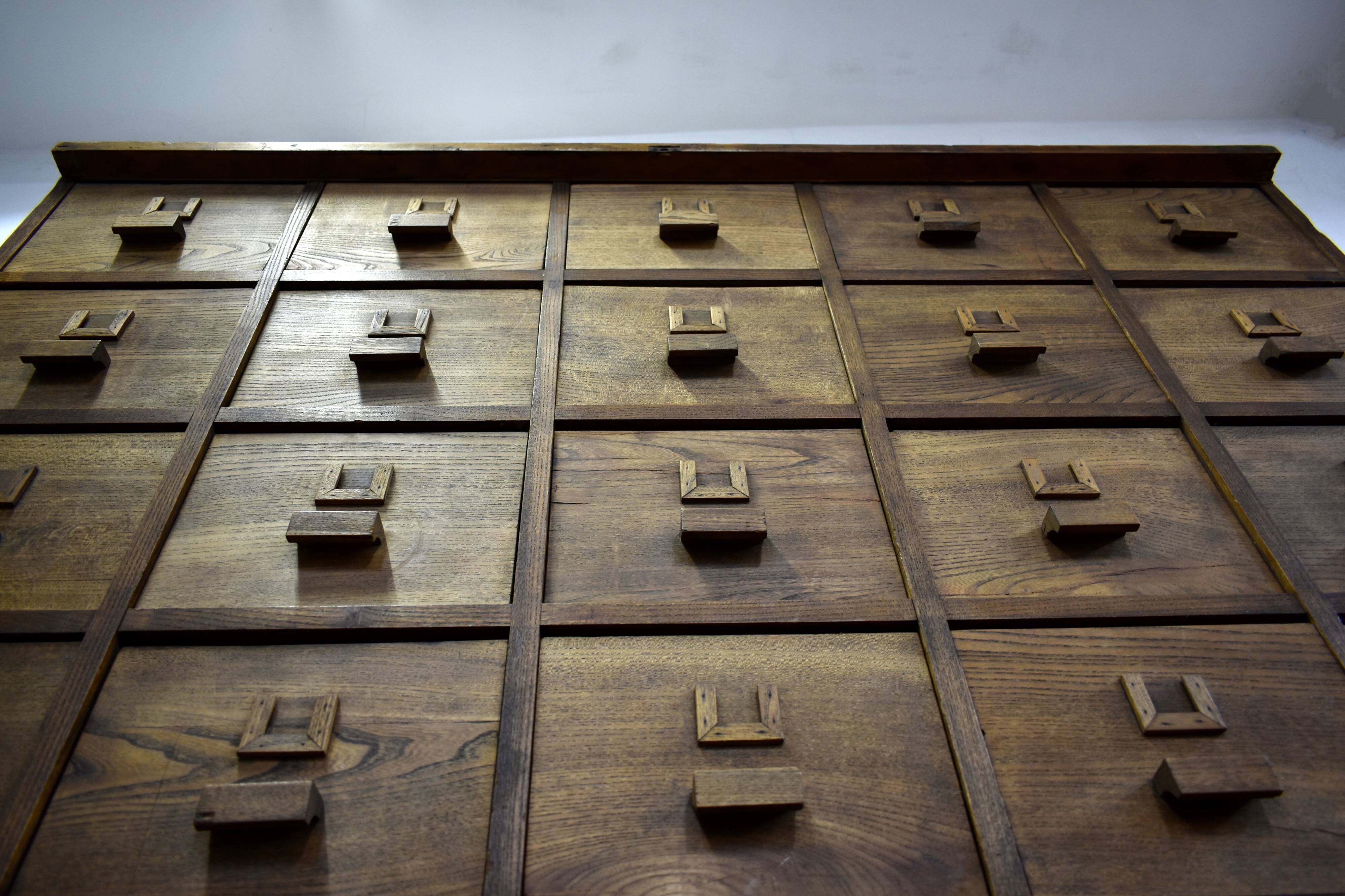 Mid century wooden apothecary drawers, 1940s, 50s