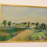 Original Swedish Mid-Century Oil On Board Painting" "Löderup, Skåne " by Acke Fornander
