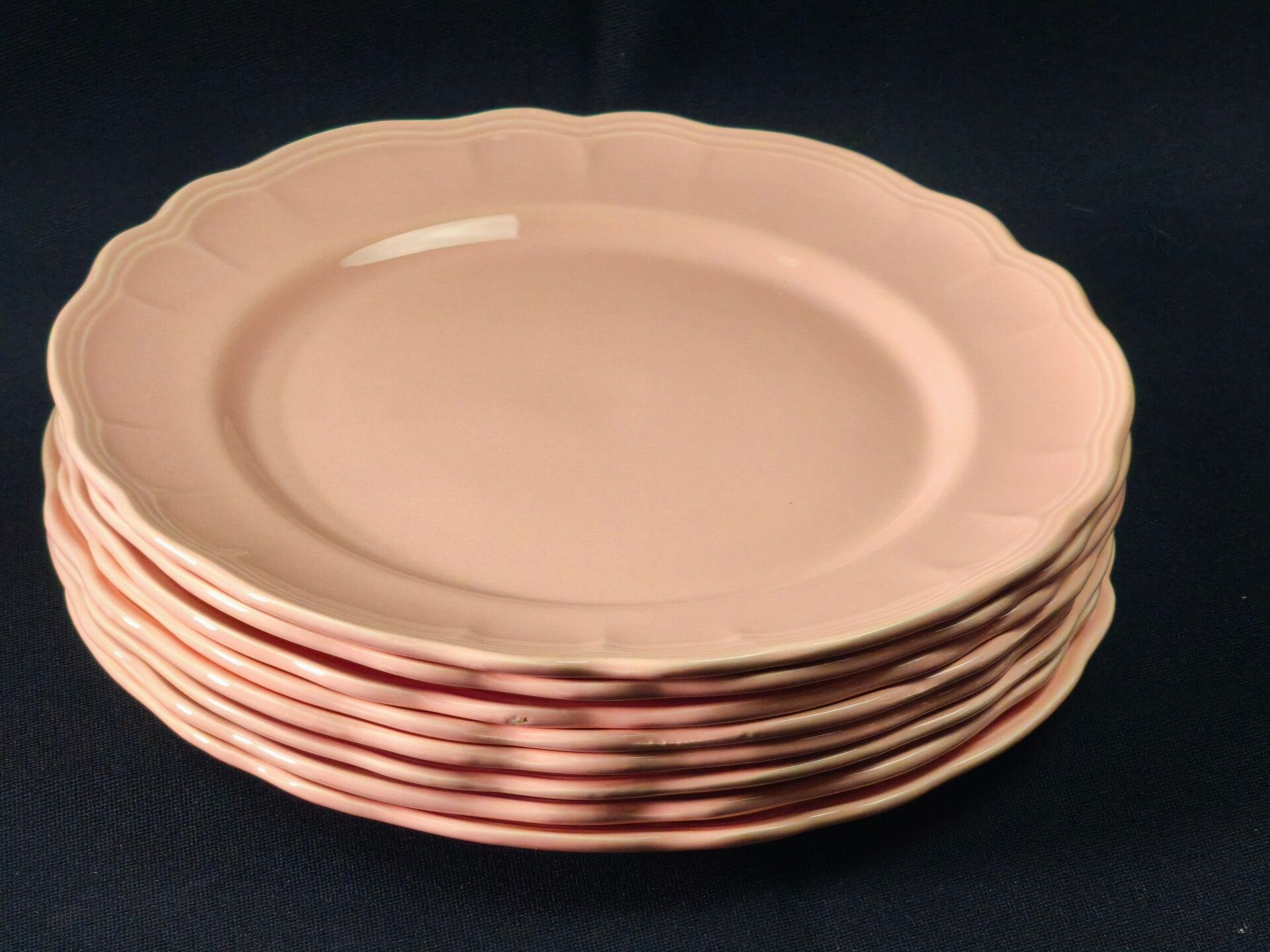 8 vintage dessert plates Salins powder pink – Ø 21.6 cm