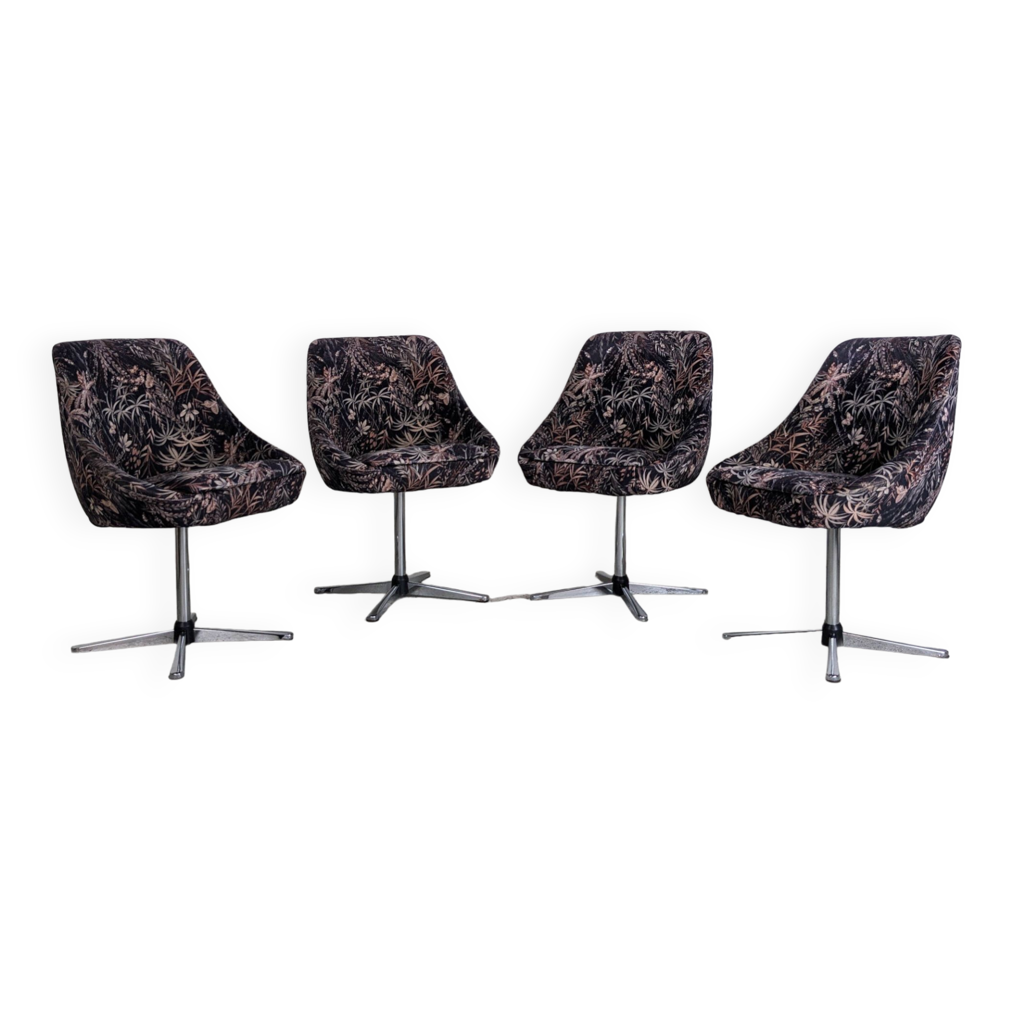 Set of 4 vintage swivel shell chairs - 1970s