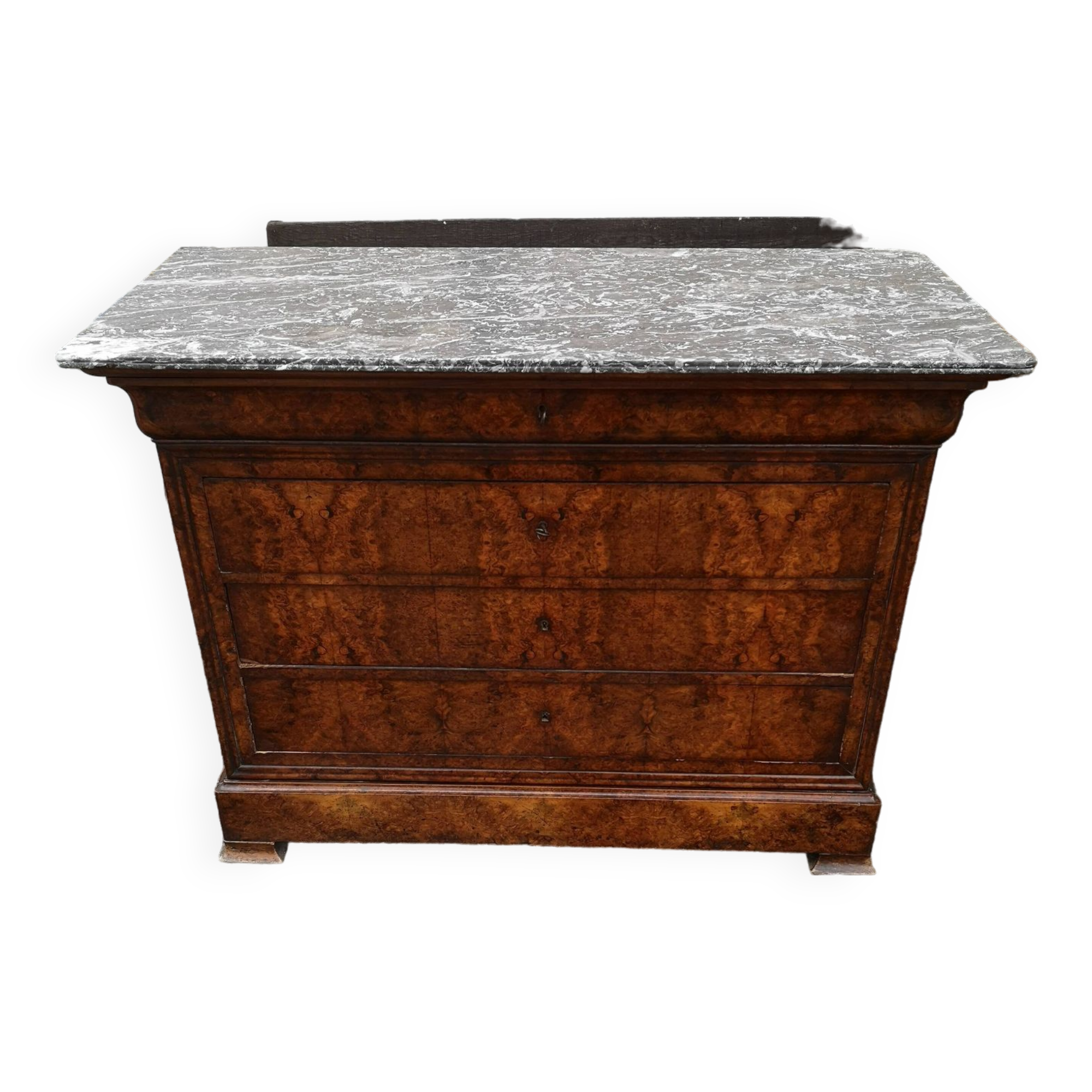Louis Philippe burl walnut chest of drawers