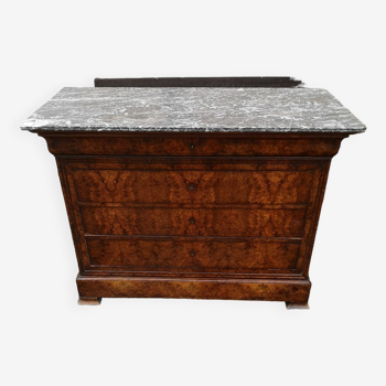 Louis Philippe burl walnut chest of drawers