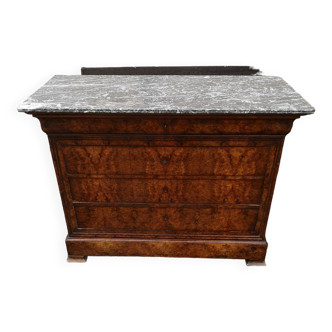 Louis Philippe burl walnut chest of drawers