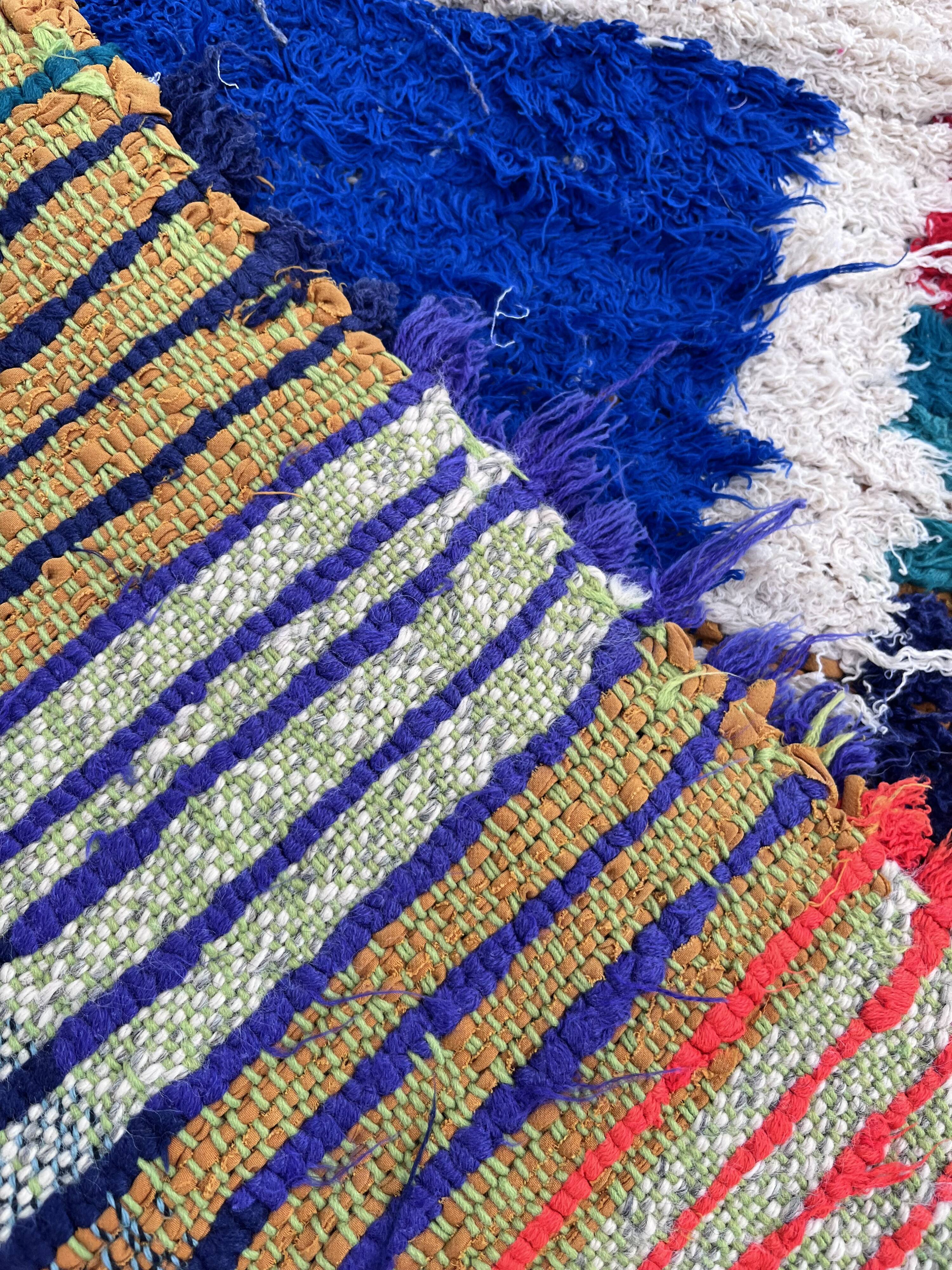 Carpet modern room Berbere boucherouite