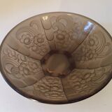 Art Deco smoked molded glass bowl signed Stella