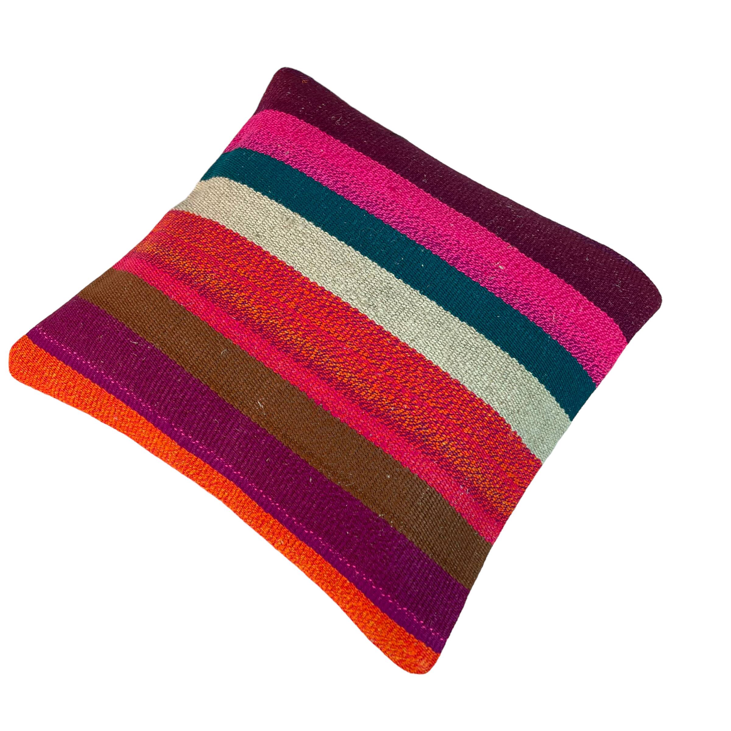 Vintage turkish kilim cushion cover , 40 x 40 cm