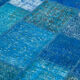 Hand-knotted oriental overdyed 205 cm x 305 cm blue patchwork carpet