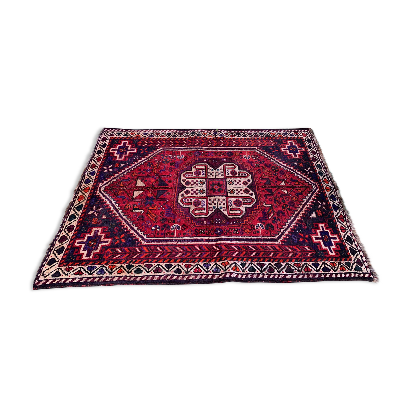 Tapis Tribal Vintage 160x117 cm Laine Oriental Tapis Fait à la Main Rouge, Moyen