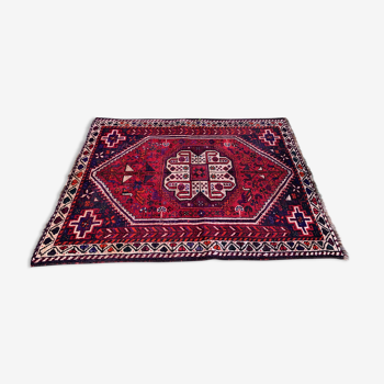 Tapis Tribal Vintage 160x117 cm Laine Oriental Tapis Fait à la Main Rouge, Moyen