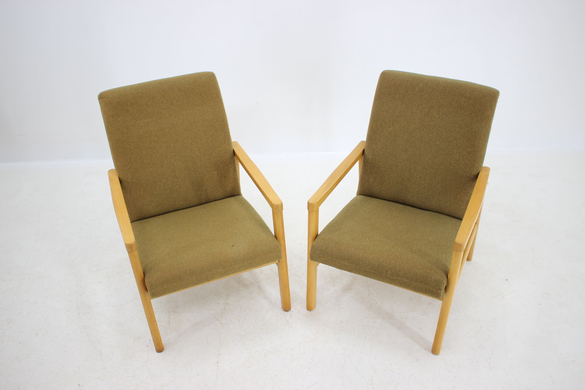 1960s Pair of Beech Armchairs, Czechoslovakia