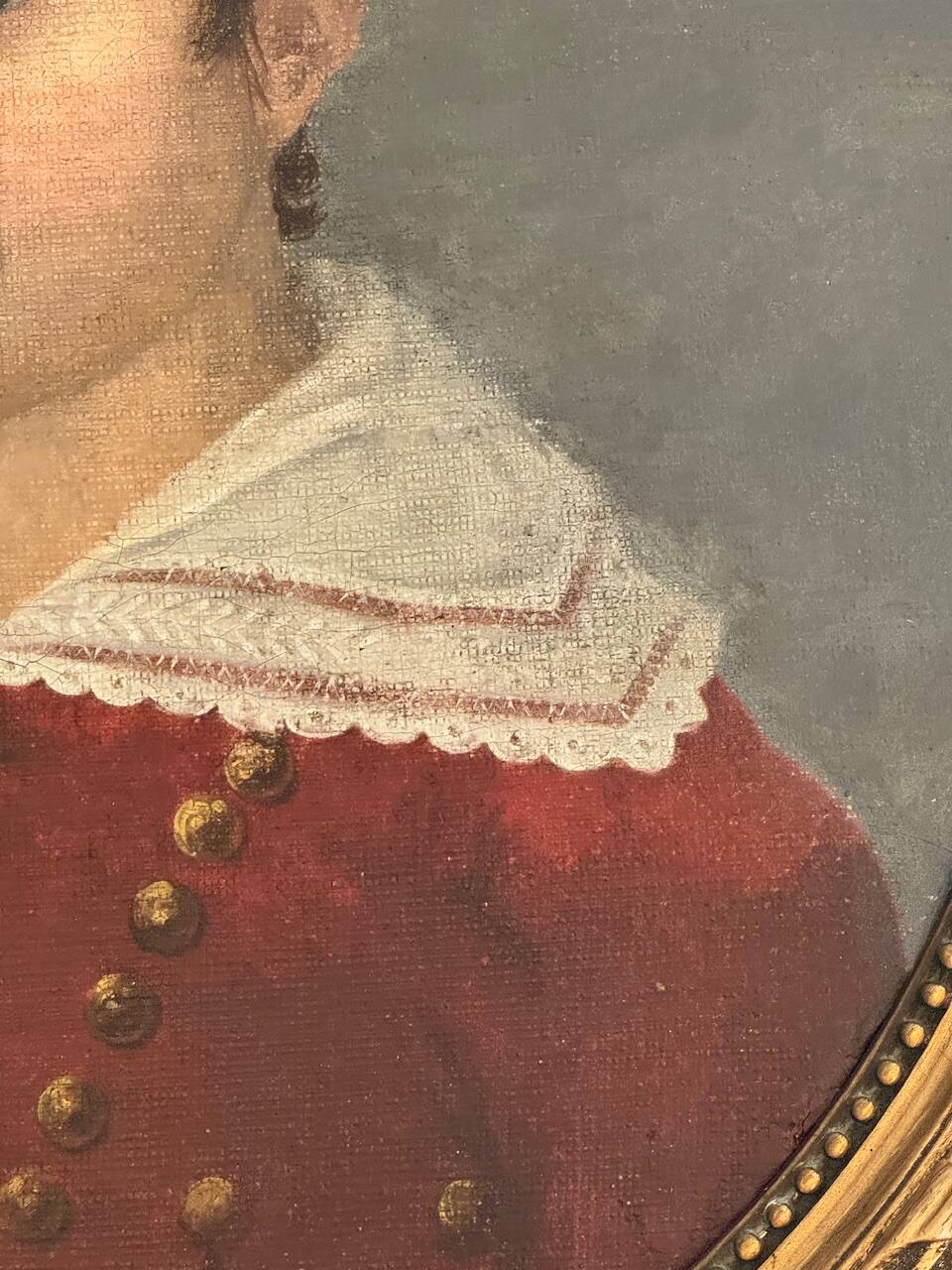 Old painting, portrait of a young boy 19th century