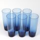 Set de 6 verres à eau vintage bleu cobalt - verrerie de Boussu