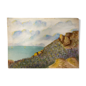 Vintage seaside watercolor