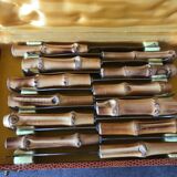 Set of 12 vintage knives bamboo handle cutlery b.j.b in their case
