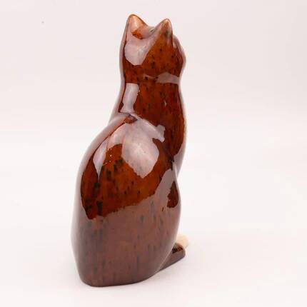 Large glazed ceramic cat figurine - mid-century style - 36 cm
