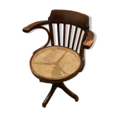 Swivel office chair wood cannage oak beech vintage old