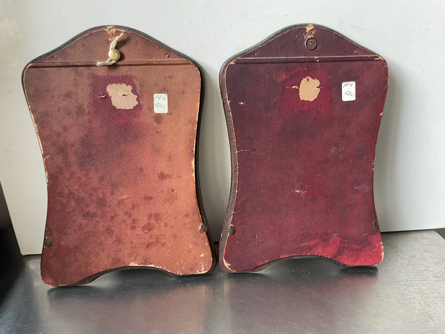 Pair of antique  identical art deco mahogany wooden frames measurements each  25 cm x 17.5 cm  convex glasses